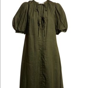 Tie-Neck Ramie Maxi Dress